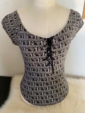Vintage 1990s Betsey Johnson ‘B Is For Betsey’ Logo Emblazoned Scoop Neck Top S