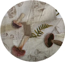 60 Round Easter Mushroom PEVA Vinyl Flannel Backed Tablecloth by Place&Time