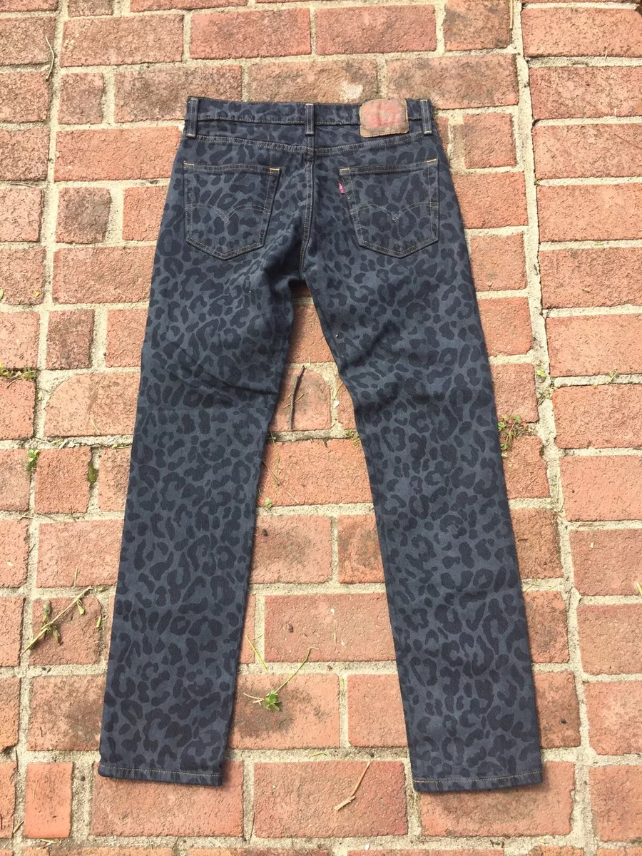 New Levis Sample 502 511 Leopard Print Denim Taper Single Stitch Jeans 32 Cheeta