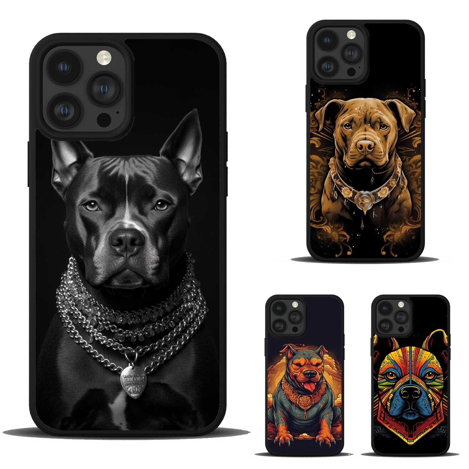 Gummigehäuse Für iPhone 12 13 14 15 16 Pro Max Engel Pitbull Hund Tattoo