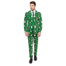 Men's OppoSuits Slim-Fit Santaboss Novelty Suit  Tie Set Size 46R - NWT