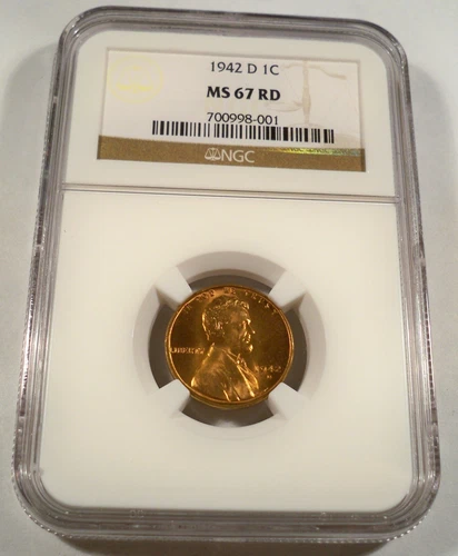 1942-D NGC MS67RD LINCOLN CENT 1c MS 67 RD RED
