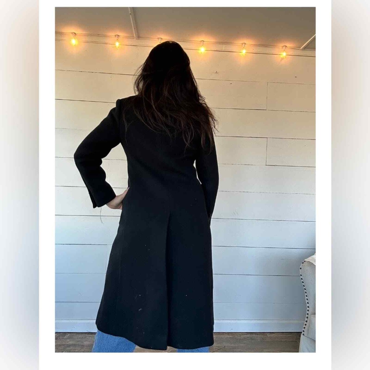 Vintage Fairbrooke Saks Fifth Avenue black long wool coat