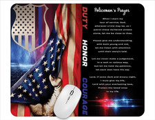 Policeman's Prayer Computer Non Slip Custom Mouse Pad Handmade