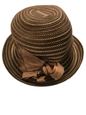 Cejon Accessories Cloche Hat with Bow Detail (One Size, Brown)