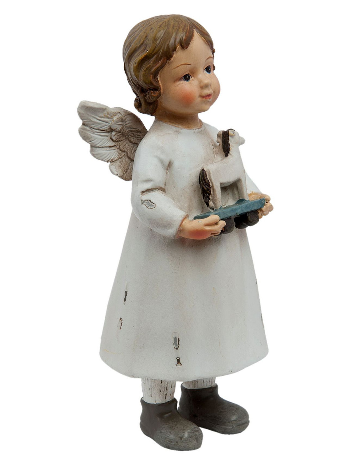 Engel mit Pferd 14cm Dekofigur Winterkind Weihnachten Weihnachtsdeko  XmasLook
