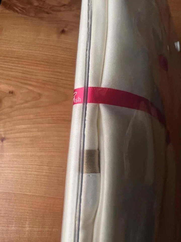 Новый с Ярлыками $163 Ann Gish хлопок сатин KING наволочки комплект - слоновой кости с песком шелковая отделка - Изображение 3 из 3