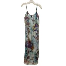 Single Maxi Long Sleeveless Dress Green Multicolored Women’s Size Medium