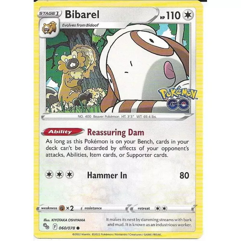 Bibarel : Uncommon : Pokemon GO : Pokemon Trading Card Game - 060/078