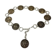 Elephant Coin Metal Circle Design Belt Vintage Made in Hong Kong Bohemian Hippie