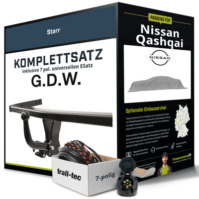 Für NISSAN Qashqai I,I +2 J10,JJ10E Anhängerkupplung starr +eSatz 7pol. uni 06-