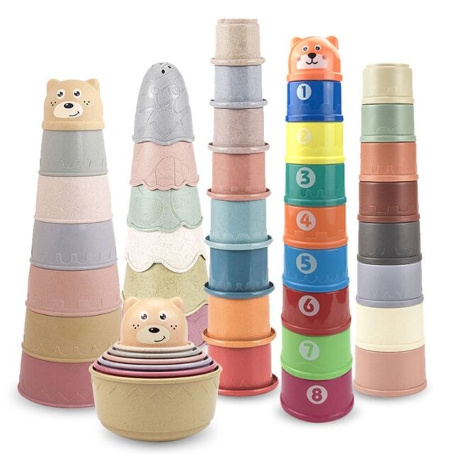 turm Bausteine Regenbogen tassen Spaß Pädagogisches Spielzeug Stapel becher