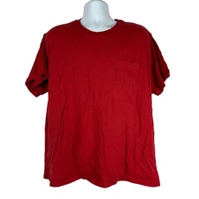 Eddie Bauer Red Pocket T-Shirt XXL 100% Cotton Crewneck Short Sleeve Mens Casual