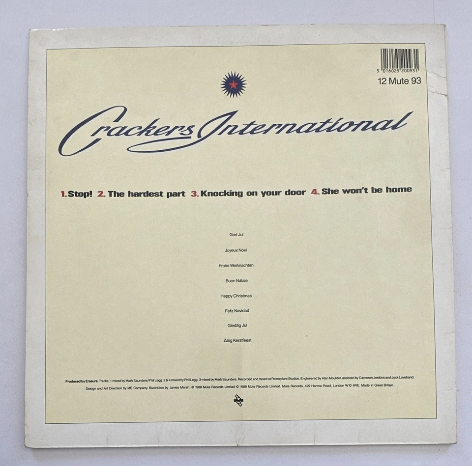 Erasure Crackers International 12” Maxi-Single 1988 Mute 93 Ex / Vg+ Condition - Image 3 of 4