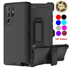 For Samsung Galaxy S24 S24+Ultra Shockproof Rugged Defender Case Cover+Belt Clip