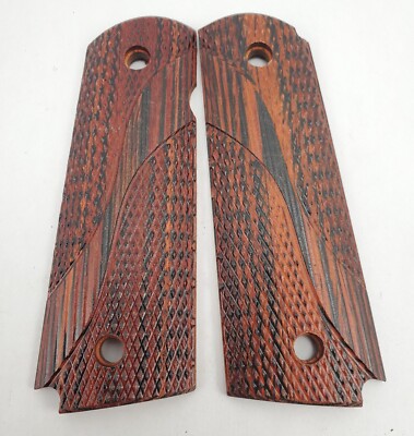 Remington 1911 Full Size Swooping S Checkered Rosewood Grips Wood Grip R1 45 Acp