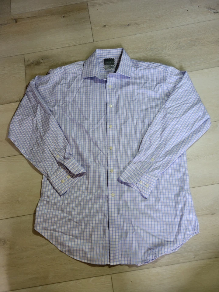 Men's Thomas Dean Dress Shirt 15.5 - 32/33 red white Blue check Long Sleeved - Image 2 of 4