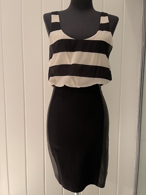 Alice + Olivia Womens Scoop Neck Striped Trim Mini Dress Black Silk Size 6  | eBay