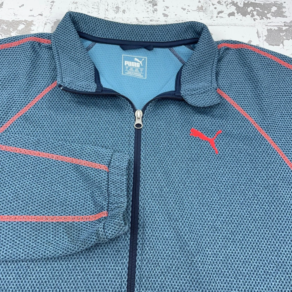 Puma Sudadera Hombre Grande Azul Rosa Cremallera Completa Chaqueta Rendimiento Traje de Pista Foto 2 de 4