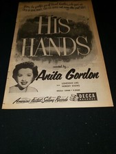Anita Gordon His Hands Rare Original Promo Poster Ad Framed!