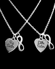 Sister Necklace Set Little Sister Big Sister Heart Sisters Gift Charm Jewelry