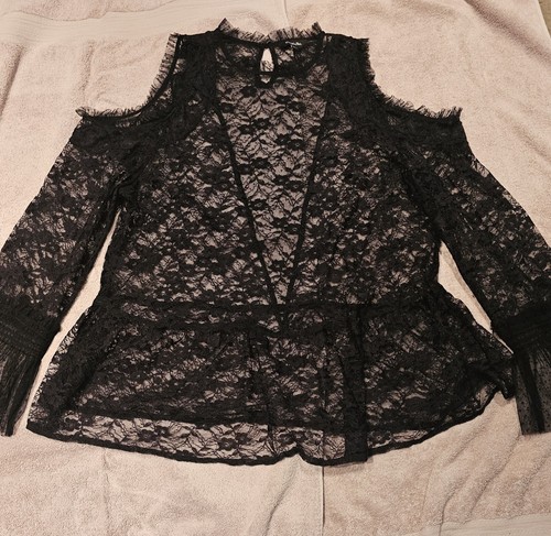 Simply Be Black LACE Cold Shoulder Blouse SIZE 18/20 Gorgeous - Picture 6 of 11