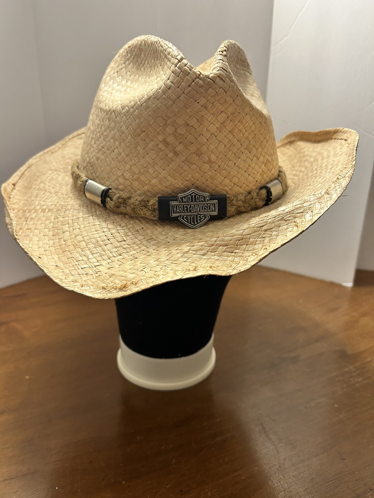 Harley Davidson Straw Cowboy Hat Size Small F&M Hat C… Gem