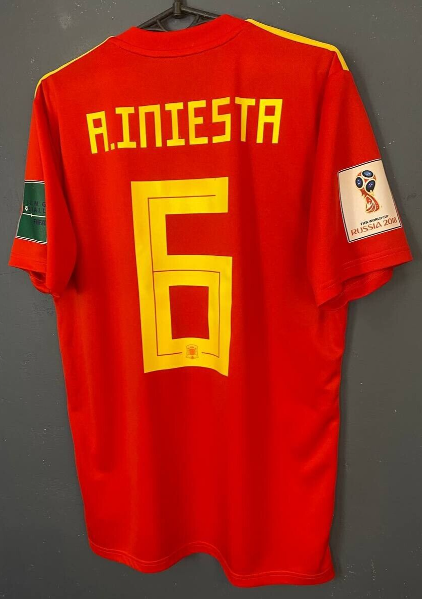 MEN'S INIESTA SPAIN 2018/2020 HOME SOCCER FOOTBALL SHIRT JERSEY