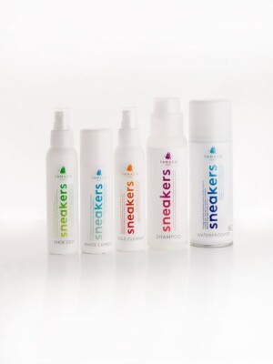 Famaco Sneaker/Trainer Reinigungsset - Shampoo, Aufheller, Deo und Waterproofer