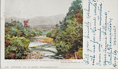 Mts. Washington Jefferson NH Private Mailing Card Postcard 1904 Detroit Phot U
