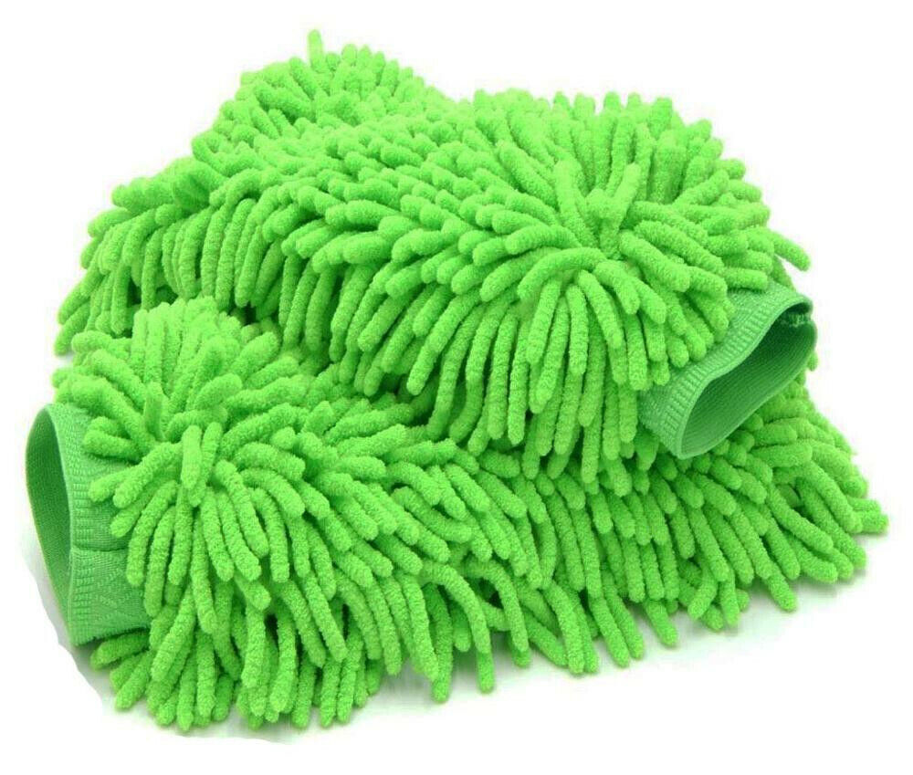 2X MICROFIBRE CAR WASH MITT THICK ULTRA SOFT NOODLE GLOVE SCRUB