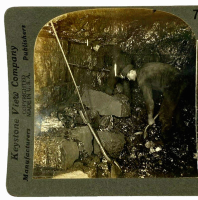 Miner Anthracite Digging Coal Stereoview Drilling Mining c1920 Scranton PA