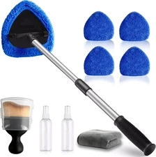Car Windshield Cleaning Tools, Expandable Car Window Cleaner Kit with 4 Reusable