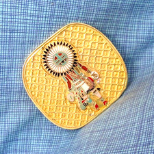 Southwester Kachina Dancer Belt Buckle Masonic Vtg Signed A Marshall 1985.SHY065