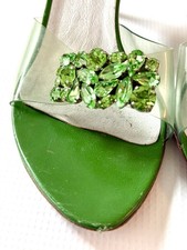 Vero Cuoio Women s Green Rhinestone Embellished Made In Italy Shoes Size 6