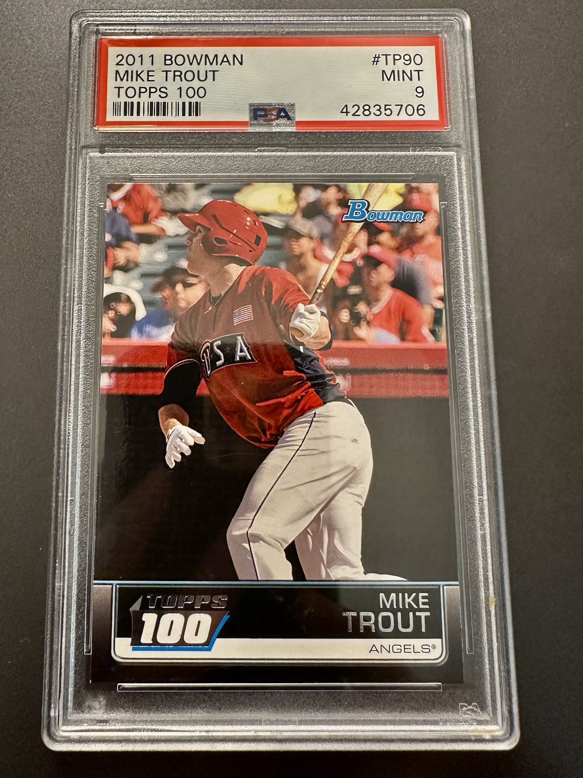 2011 BOWMAN TOPPS 100 #TP90 MIKE TROUT RC Rookie PSA 9 Mint