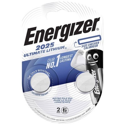 kQ Energizer Knopfzelle Ultimate Lithium CR2025 3V Batterien 2er Blister