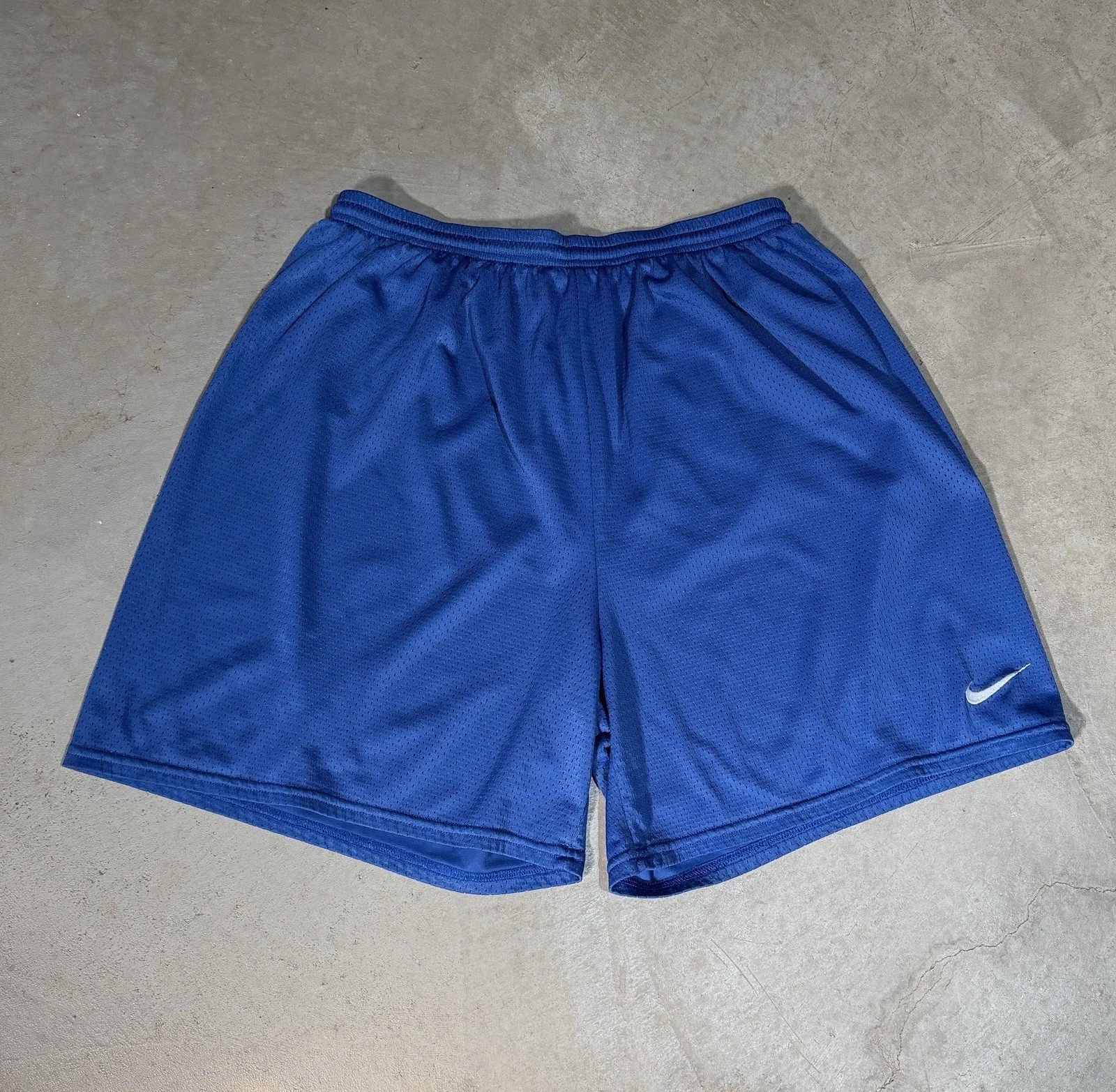 Vintage 90s Nike Blue Mesh Athletic Running Basketball Shorts Swoosh Size 2XL