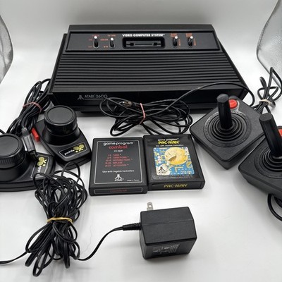 Atari 2600 Vader Black Bundle Console Joysticks Paddle Games Cord AS IS UNTESTED