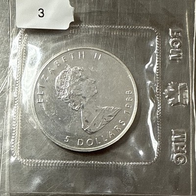 1988 Canada Elizabeth II 5 Dollars 9999 Silver Maple Leaf 1 oz Coin #3