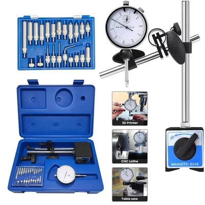 Dial Test Indicator DTI Gauge with Magnetic Base Stand Clock Gauge & 22PC Probes
