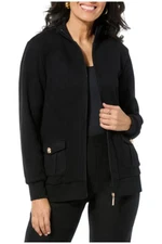 Antthony Women's Sweater Jogger Jacket w/Print Satin Back Black Jewel