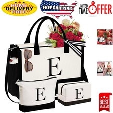 Personalized Initial Canvas Tote  Makeup Bag Set - Ultimate Stylish Gift
