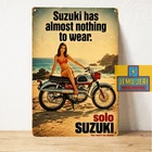 Suzuki Solo Vintage Motorcycle Pin Up Metal Poster Tin Sign 20x30cm Decor