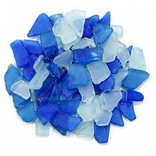 Sea Glass for Crafts Pieces Decor Flat Frosted Sea 11 oz Deep Blue,blue,white