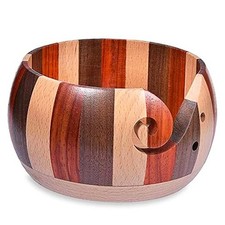 Wool Yarn Bowl Rosewood, Handmade Wooden Yarn Storage Bowl With Holes, Floral