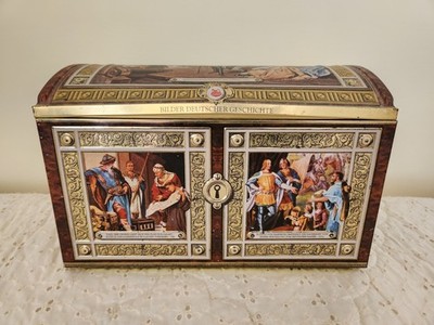 Vintage E. Otto Schmidt Large Biscuit Tin Metal Chest Made In Germany