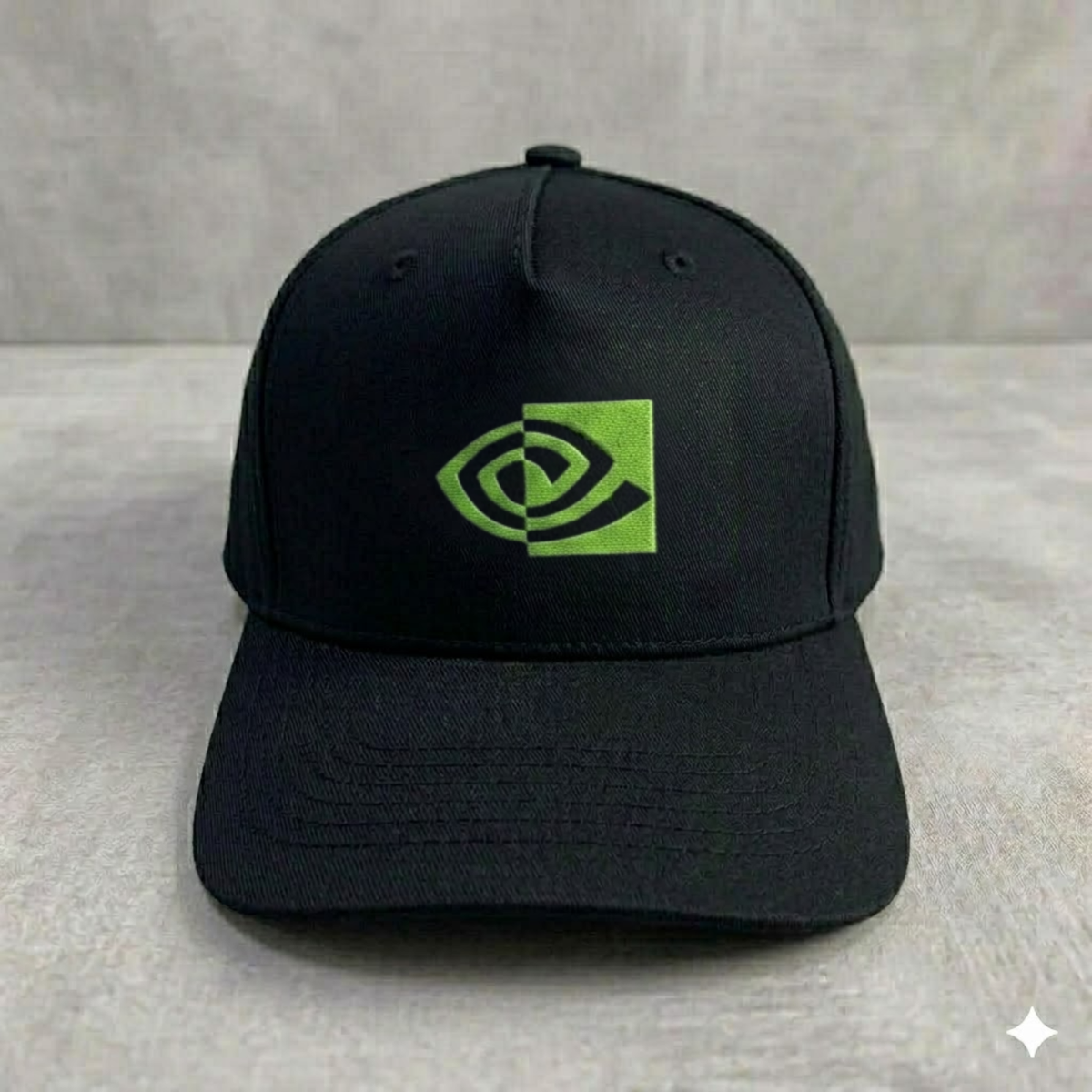Nvidia Logo Embroidered Baseball Cap - Black Kaki Twill Gamer Tech