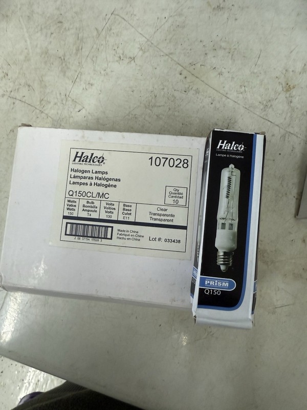 HALCO #107028 T4 Q150 Watt ETG 130Volt E11 Mini Candelabra  - Set Of 10 Bulbs