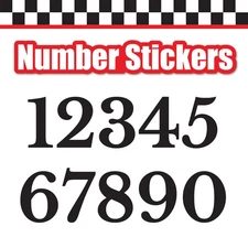 3 Digit 3pcs Race Car Sticker Single Number Decal Color Solid Libre Baskerville